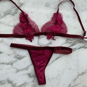 FOR LOVE AND LEMONS lace and velvet lingerie set